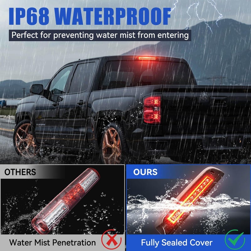 SUPAREE Third Brake Light Fit for 2014-2018 GMC Sierra/C-hevy Silverado 1500 2500HD 3500HD LED 3rd Brake Light Accessories Red LED Strobe Rear 3rd Brake Cargo Lights High Mount Stop Light - Image 5